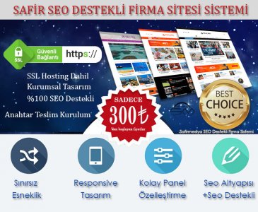 Safir SEO Destekli Kurumsal İnternet Sitesi - Her Firmaya Özel Farklı Tasarım Site