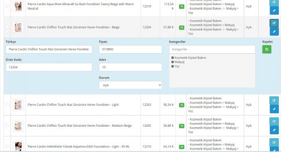 Opencart Hızlı Ürün Düzenleme Modülü